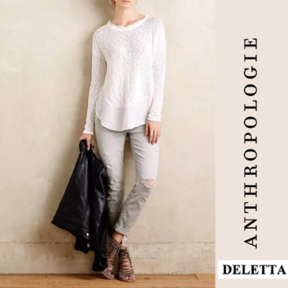 Anthropologie Deletta sweater top Bramble Knit white - size XS